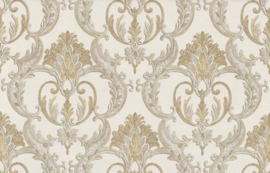9090-Debona-Perla - Damask Gold Vinyl Wallpaper-Decor Warehouse