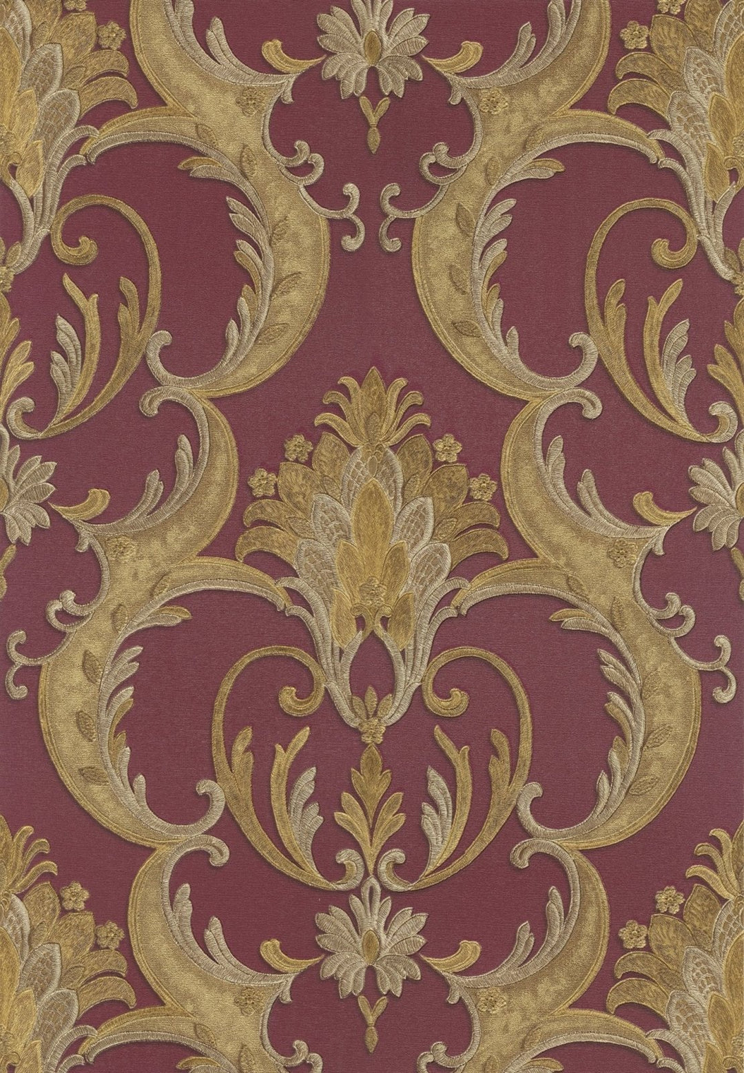 9089-Debona-Perla - Damask Red & Gold Vinyl Wallpaper-Decor Warehouse