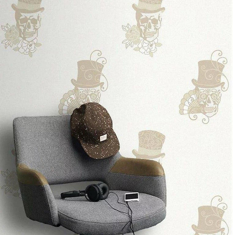 308907-Rasch-Rasch Astoria Gold Glitter Crystal Skull Wallpaper-Decor Warehouse