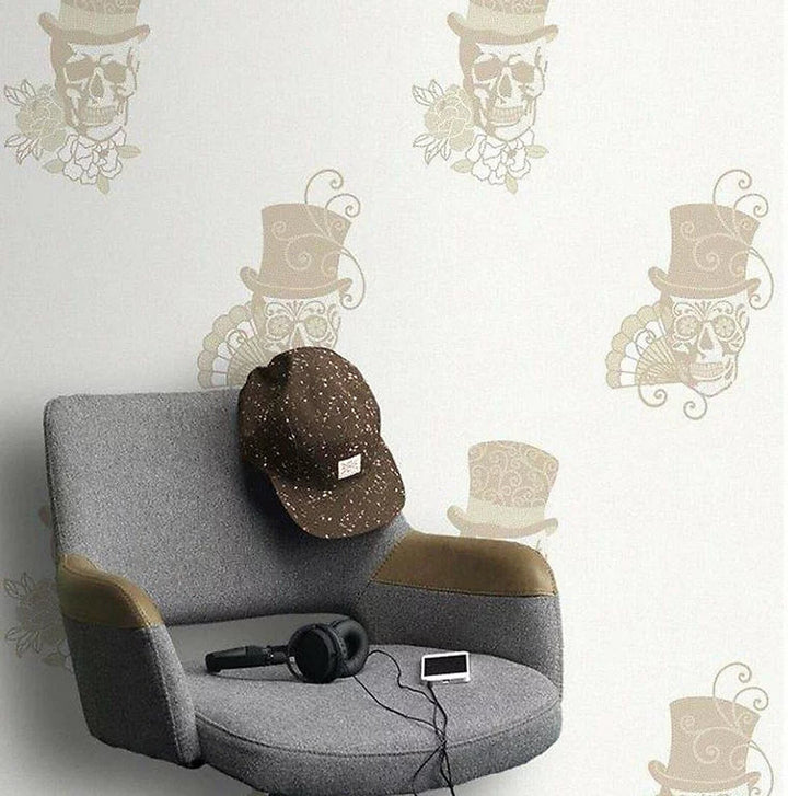 308907-Rasch-Rasch Astoria Gold Glitter Crystal Skull Wallpaper-Decor Warehouse