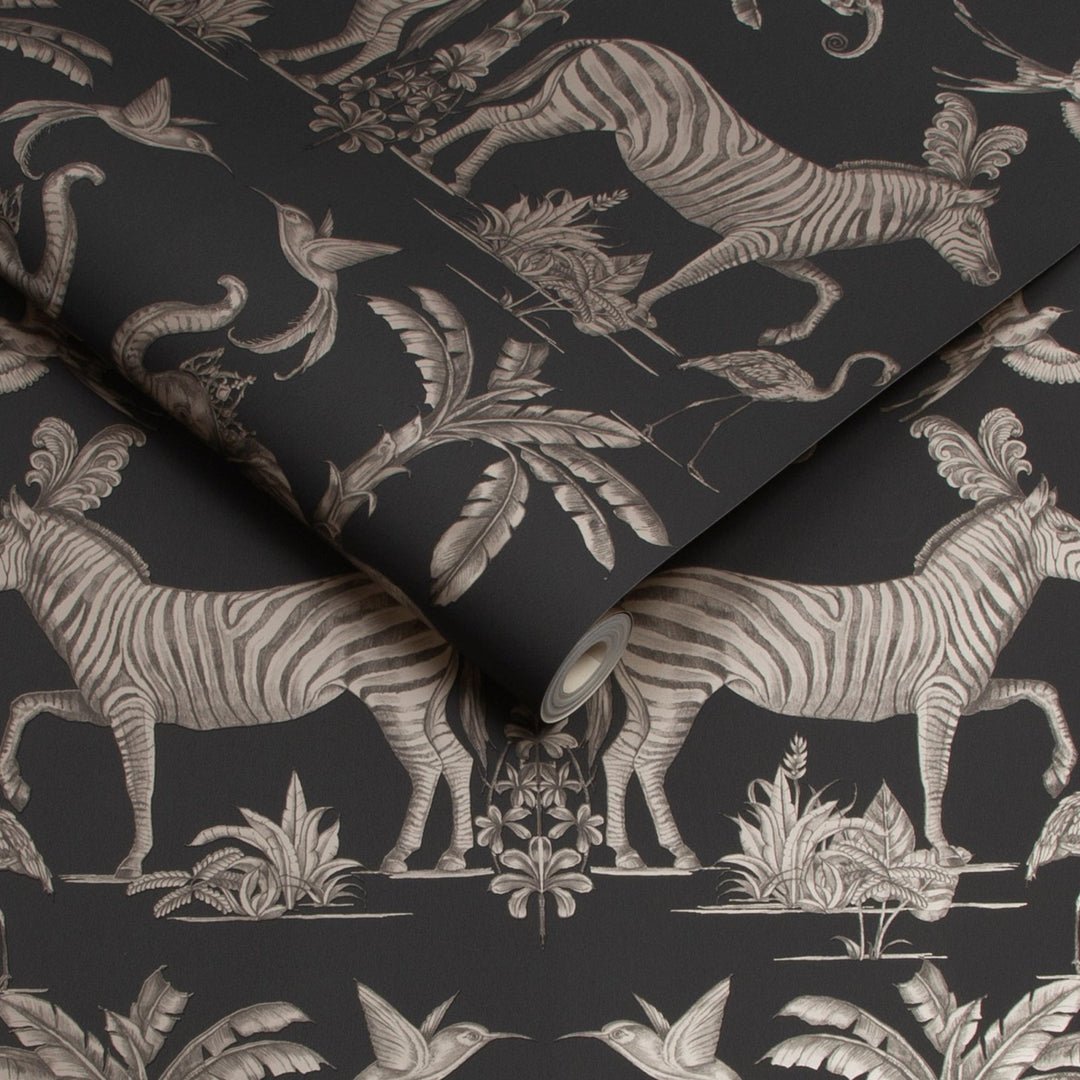 112588-Graham & Brown-Sublime - Elephant Charcoal Pale Gold Wallpaper-Decor Warehouse