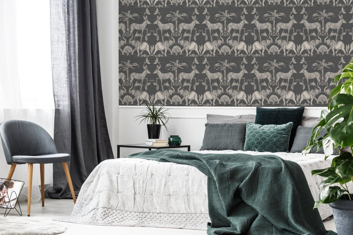 112588-Graham & Brown-Sublime - Elephant Charcoal Pale Gold Wallpaper-Decor Warehouse