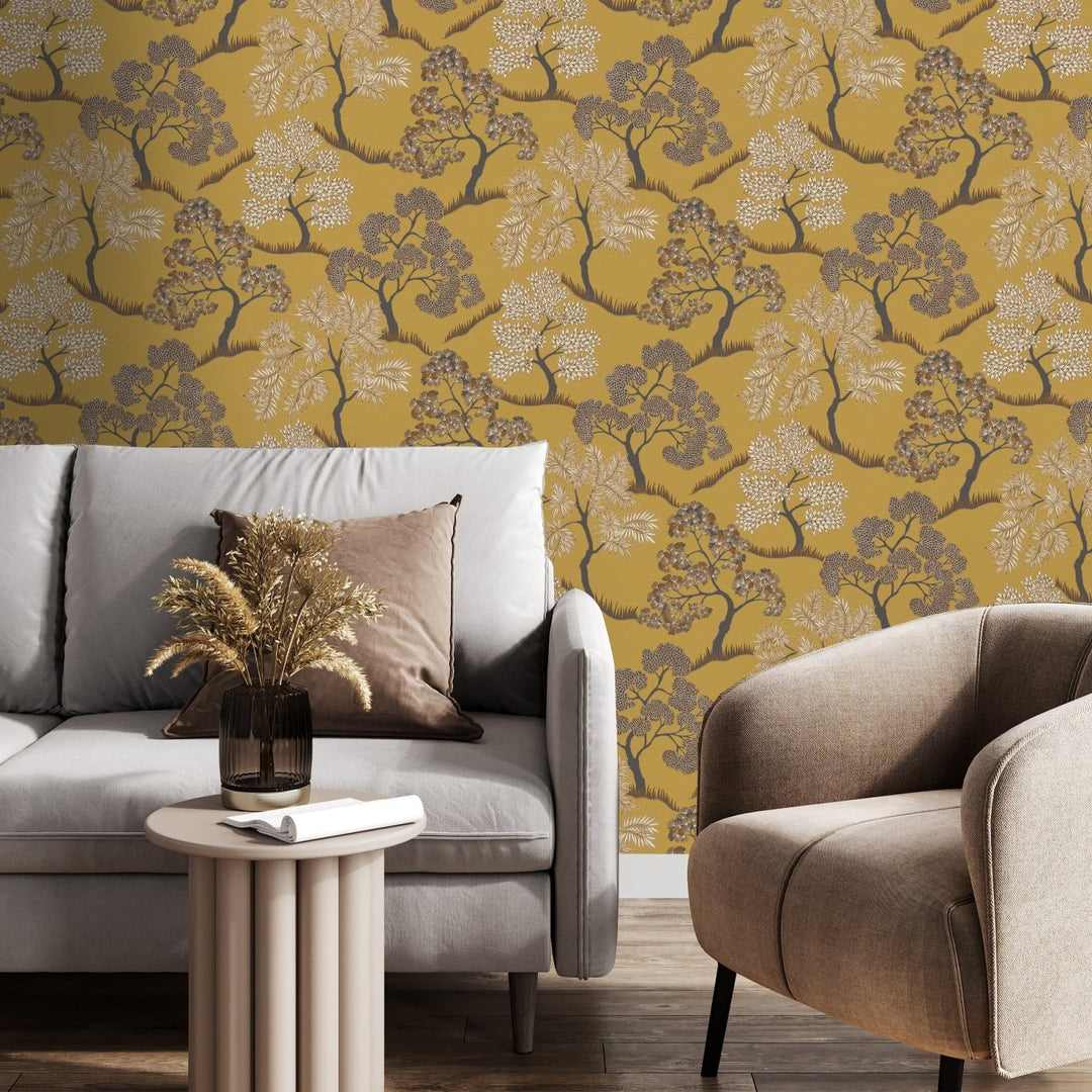 121800-Graham & Brown-Sublime - Trees Ochre Wallpaper-Decor Warehouse