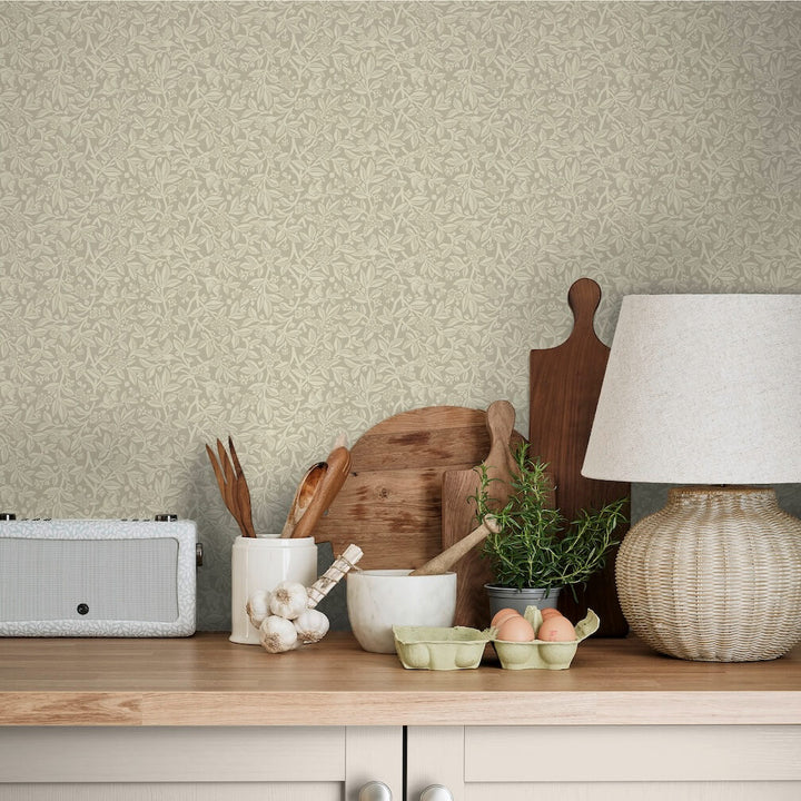 Laura Ashley Nutgrove Stone Grey Wallpaper