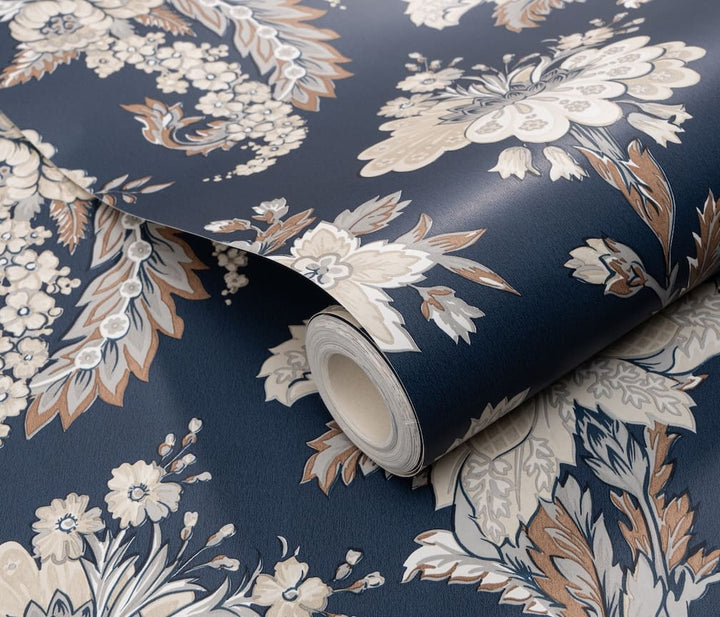 Erismann Edward Floral Navy Wallpaper