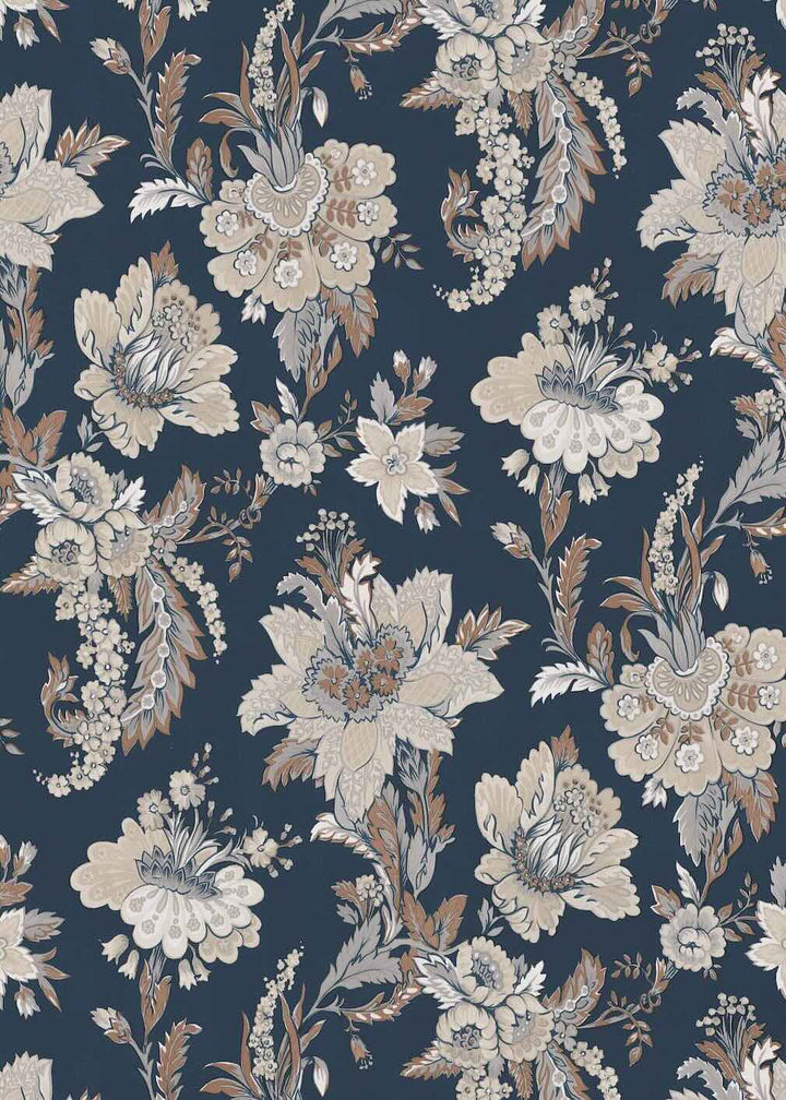 Erismann Edward Floral Navy Wallpaper