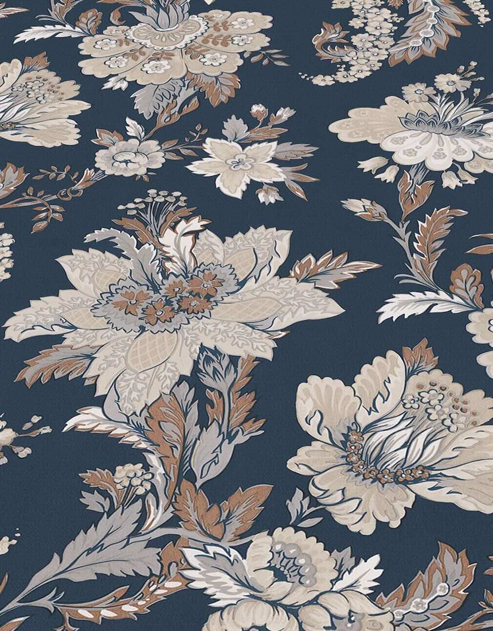 Erismann Edward Floral Navy Wallpaper