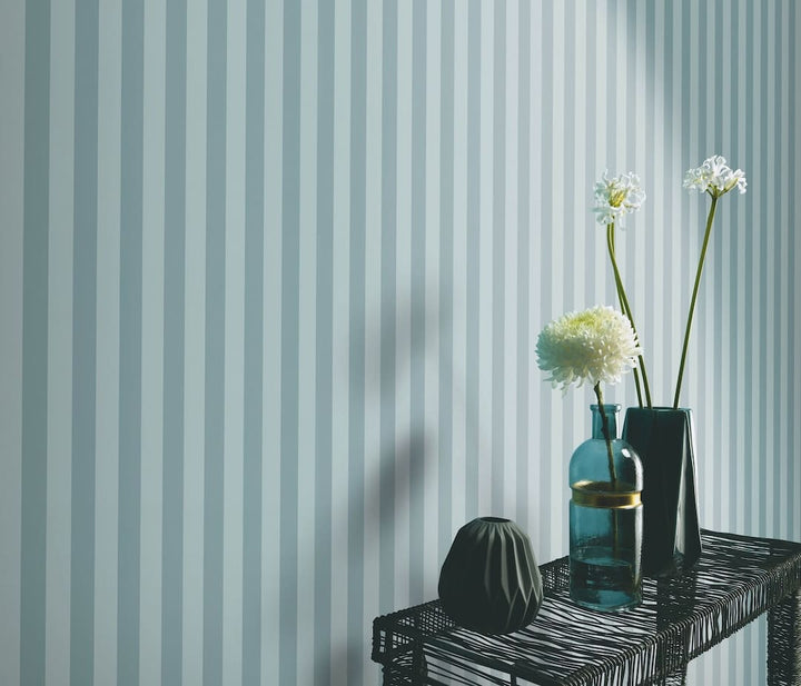 Erismann Heritage Stripe Duck Egg Wallpaper