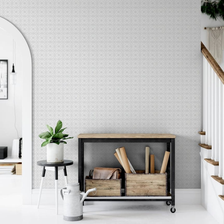 Arthouse Moorish Mosaic Light Grey and Silver Wallpaper