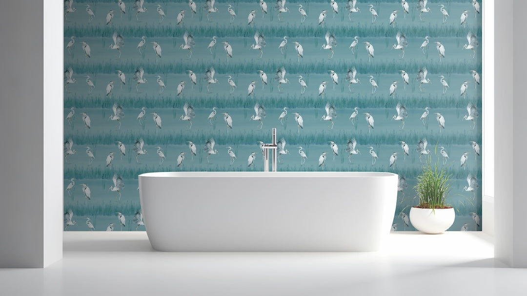 Arthouse Heron River Blue Wallpaper