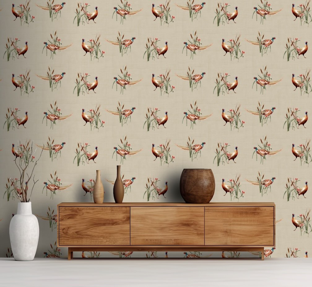 Arthouse Pheasant Meadow Natural Wallpaper