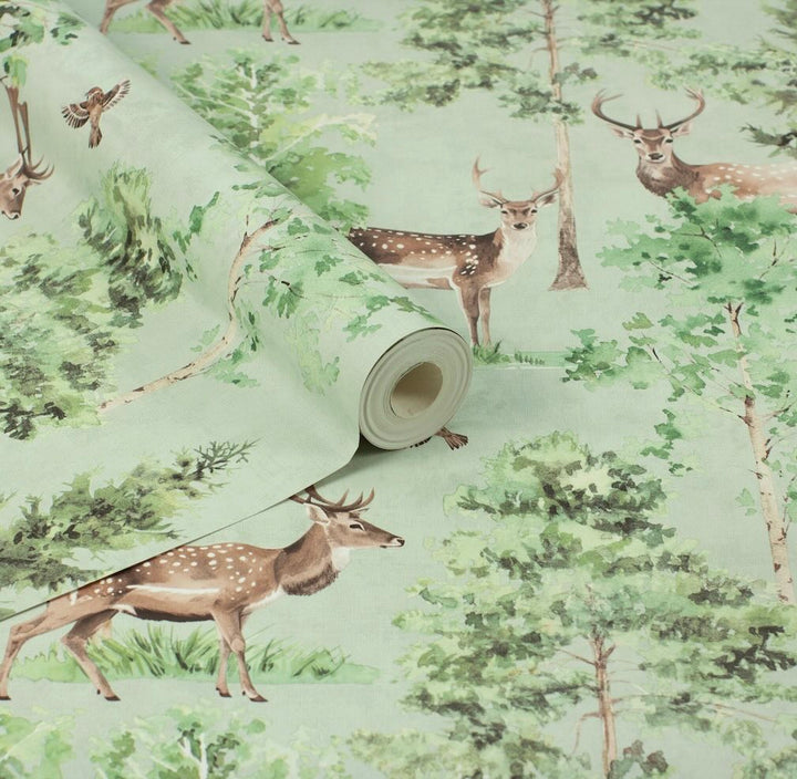 Arthouse Deer Forest Natural Wallpaper