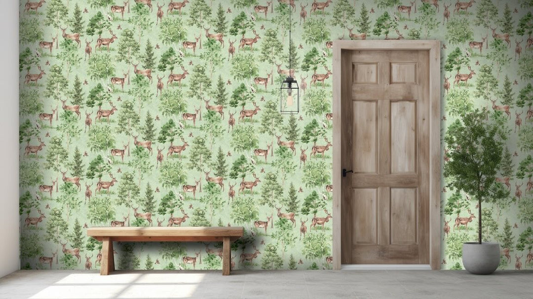 Arthouse Deer Forest Natural Wallpaper