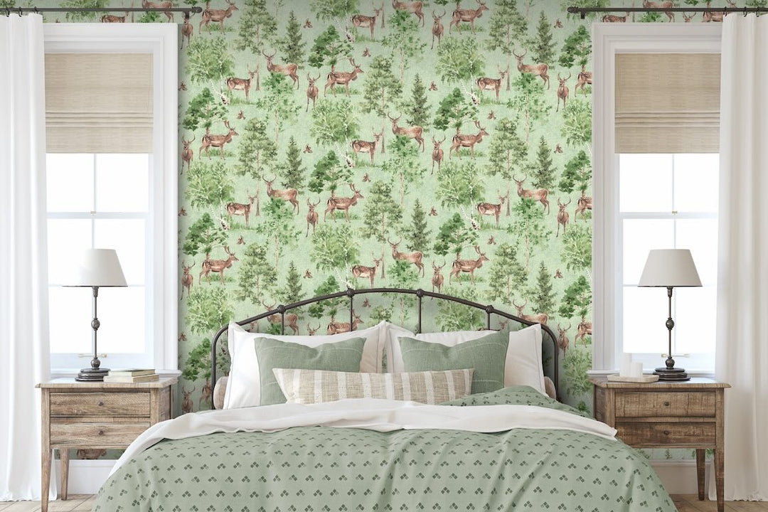 Arthouse Deer Forest Natural Wallpaper
