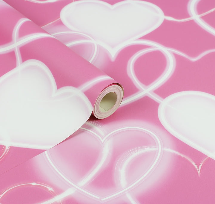 Arthouse Neon Heart Wall Pink Wallpaper