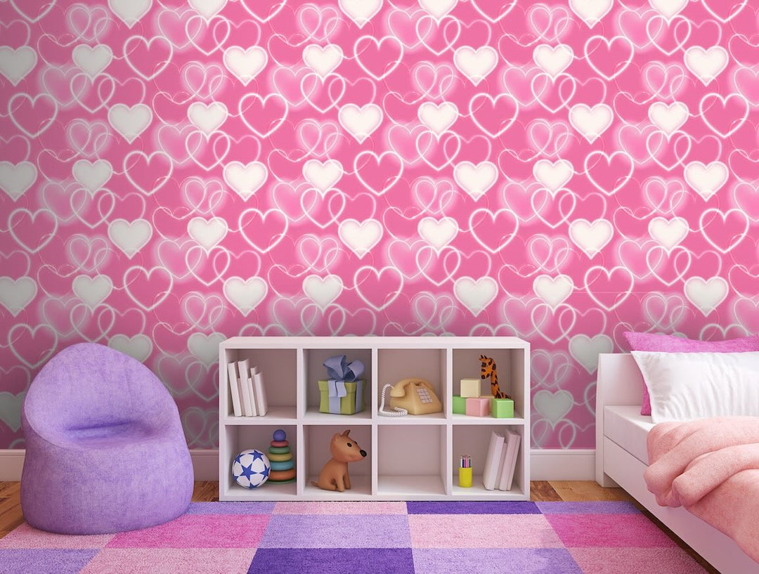 Arthouse Neon Heart Wall Pink Wallpaper