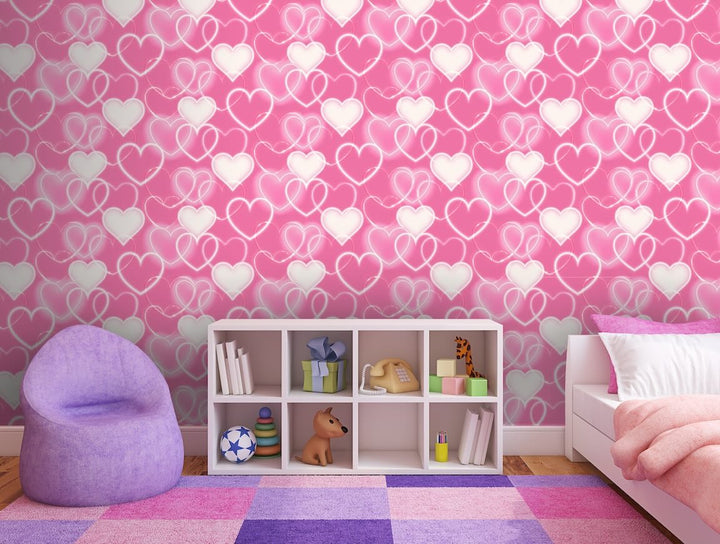 Arthouse Neon Heart Wall Pink Wallpaper