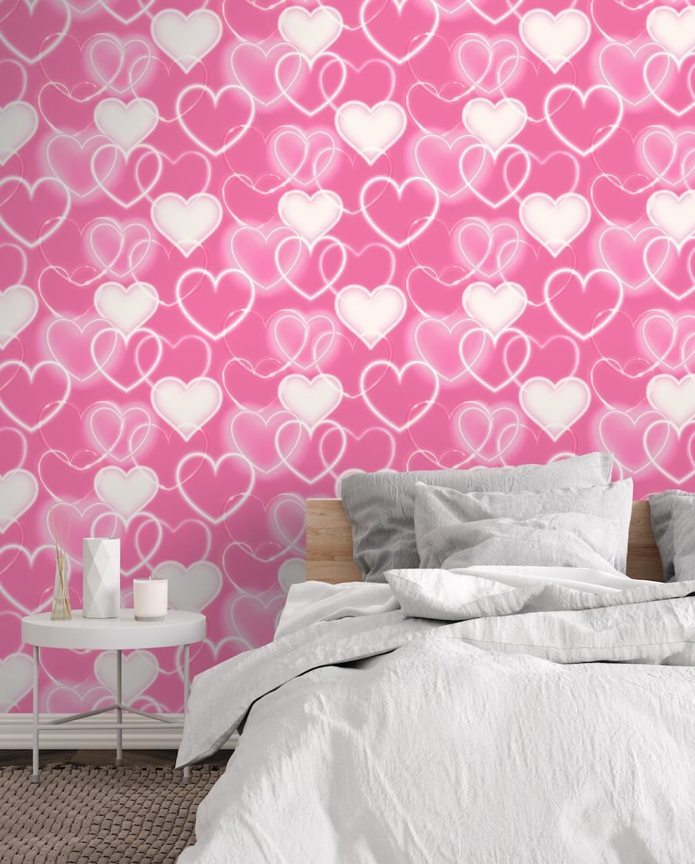 Arthouse Neon Heart Wall Pink Wallpaper