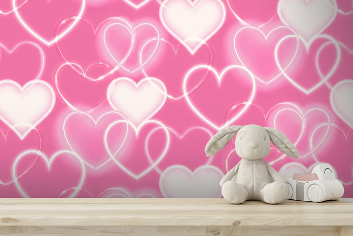 Arthouse Neon Heart Wall Pink Wallpaper