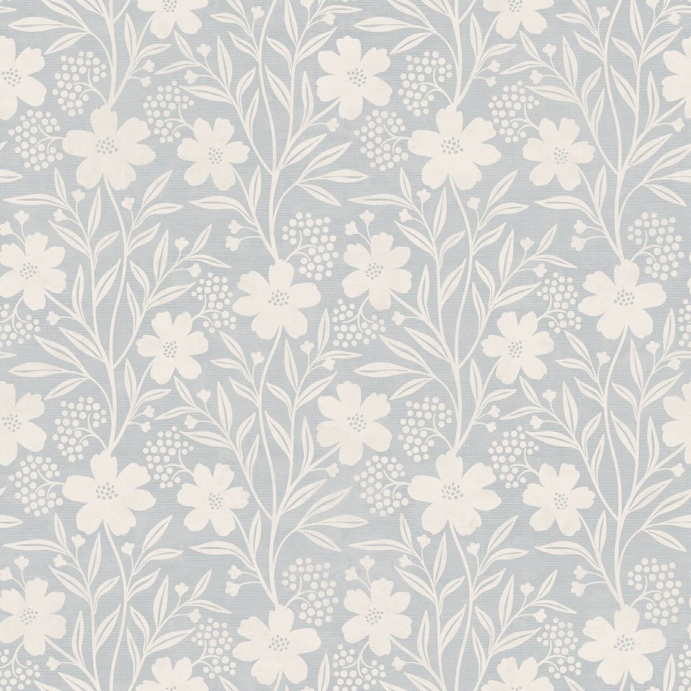 Arthouse Berry Floral Soft Blue Wallpaper