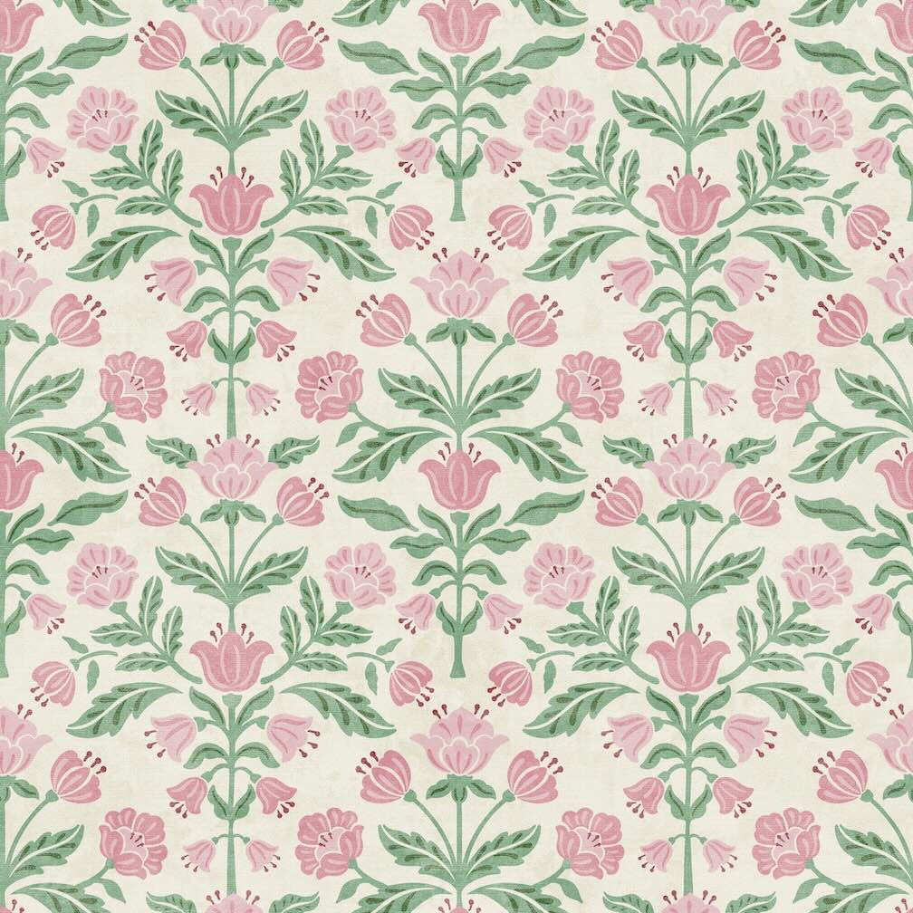 Arthouse Modern Floral Damask Green/Pink Wallpaper