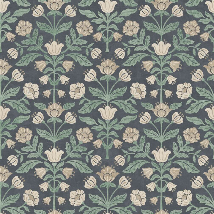 Arthouse Modern Floral Damask Navy Wallpaper