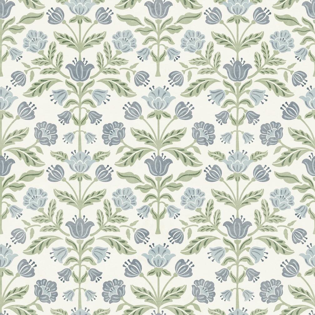 Arthouse Modern Floral Damask Blue/Green Wallpaper