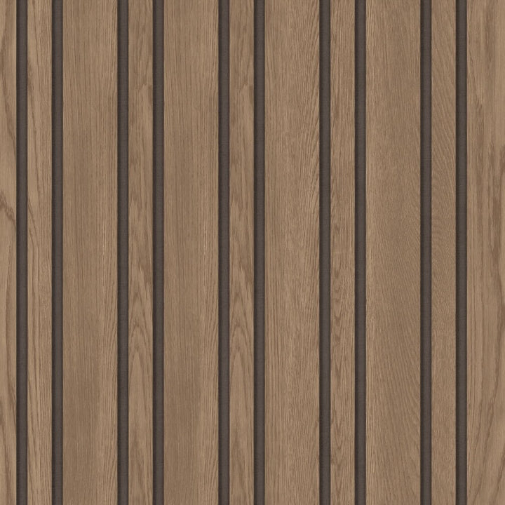 Arthouse Pinstripe Wood Slats Brown Wallpaper