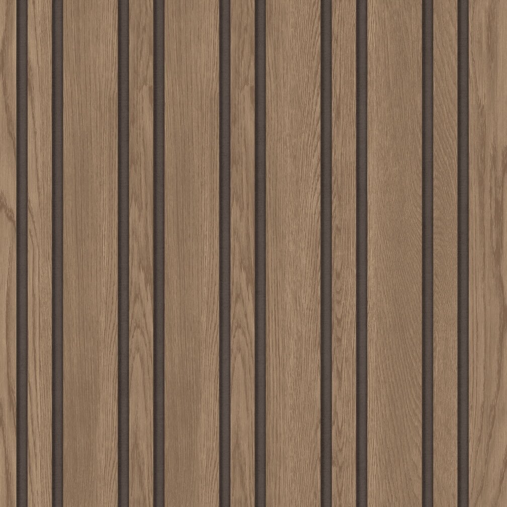Arthouse Pinstripe Wood Slats Brown Wallpaper