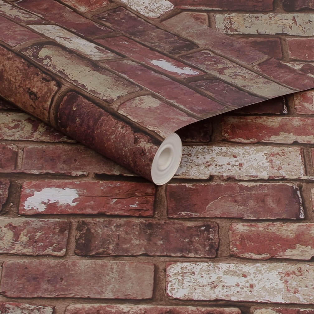 Fresco Brick Wall Red Wallpaper