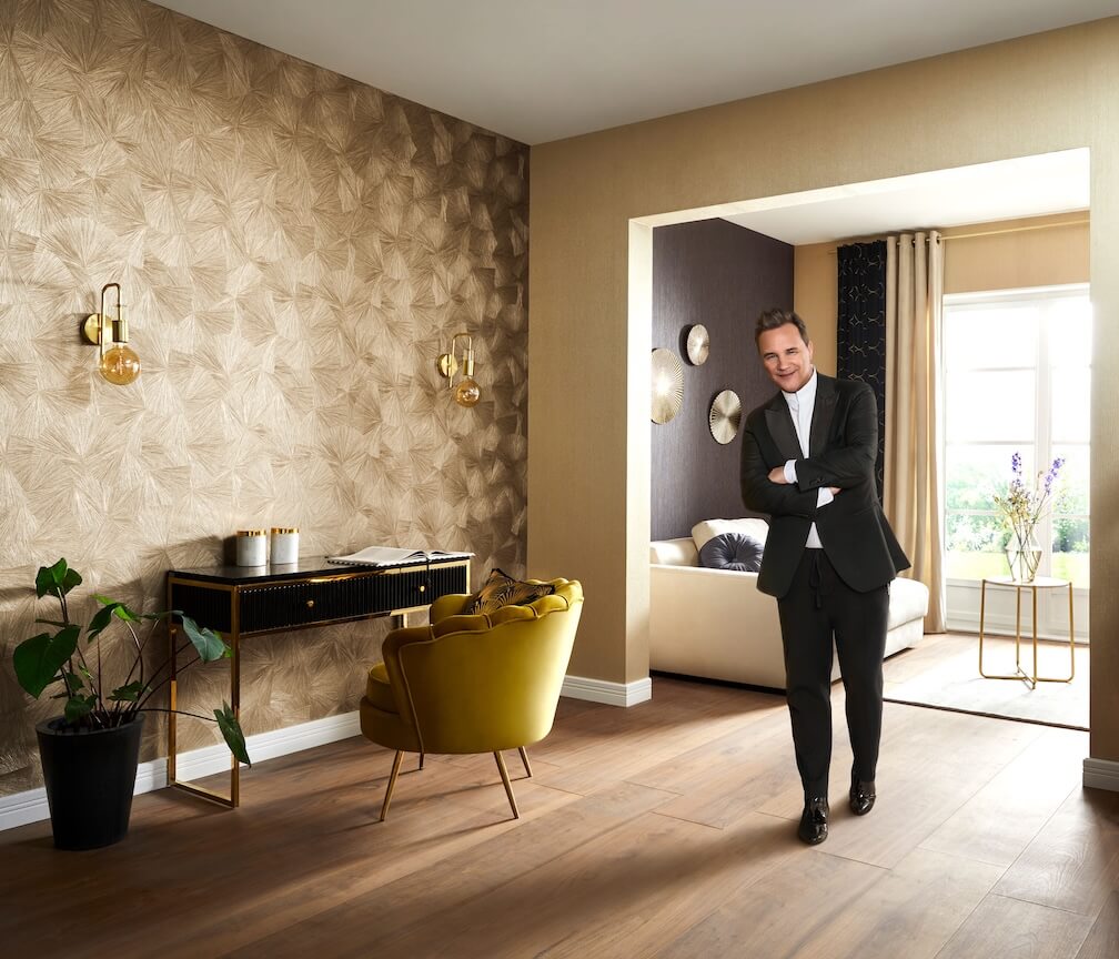 Erismann Asian Fan Textured Metallic Wallpaper