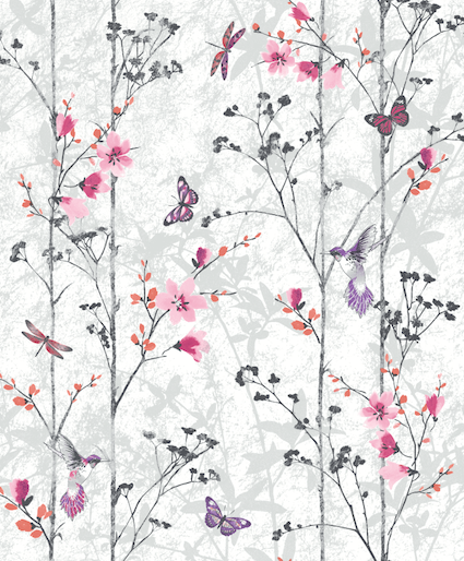 Muriva Novelties Eden Pink Wallpaper