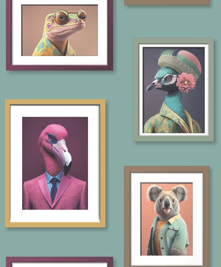 Muriva Fantastic Animals Picture Frame Wallpaper