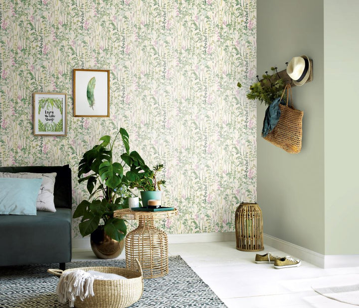 Erismann Casual Chic Botanical Leaf Green Wallpaper