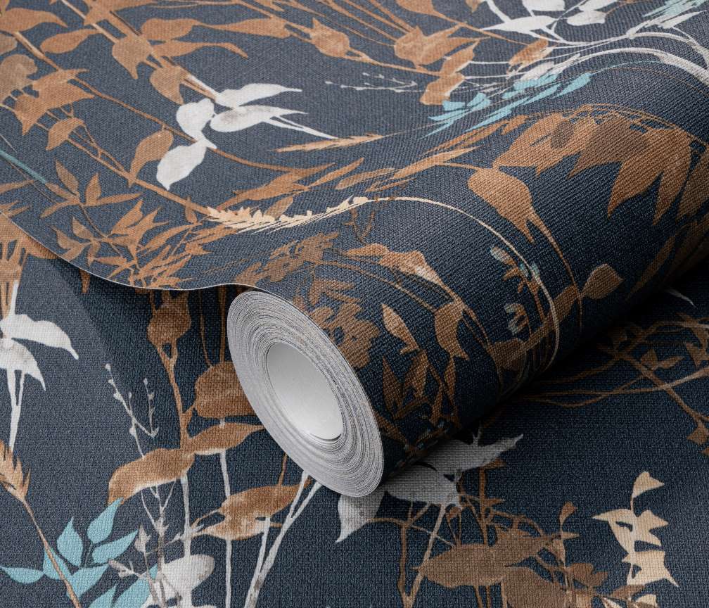 Erismann Casual Chic Leaf Motif Blue Wallpaper