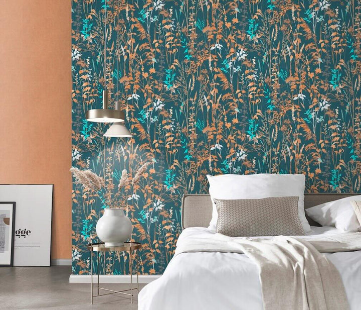Erismann Casual Chic Leaf Motif Blue Wallpaper