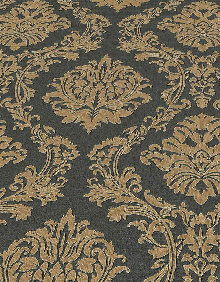 Erismann Versailles Carre Damask Black & Gold Wallpaper