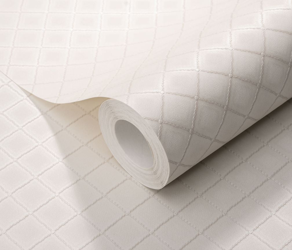 Erismann Versailles Quilted Faux Cream Leather Wallpaper