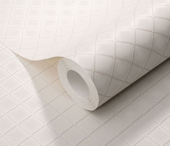 Erismann Versailles Quilted Faux Cream Leather Wallpaper