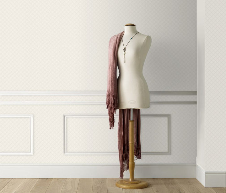 Erismann Versailles Quilted Faux Cream Leather Wallpaper