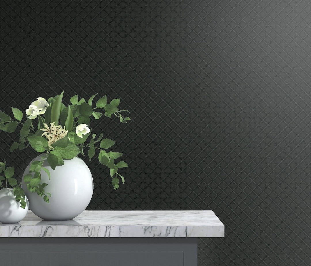 Erismann Versailles Quilted Faux Black Leather Wallpaper