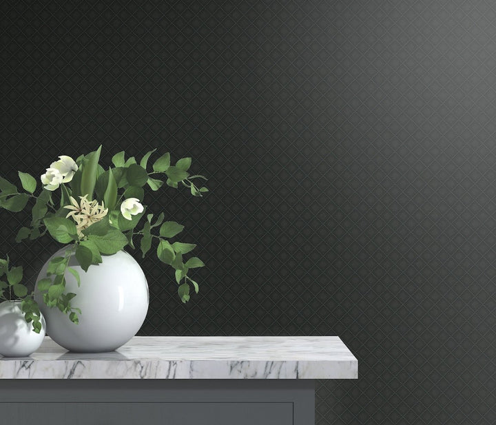 Erismann Versailles Quilted Faux Black Leather Wallpaper