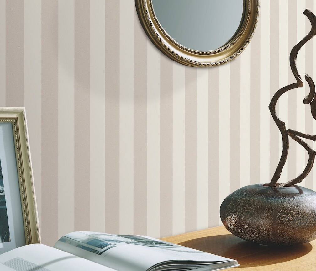 Erismann Entree Cream/Grey Stripe Wallpaper