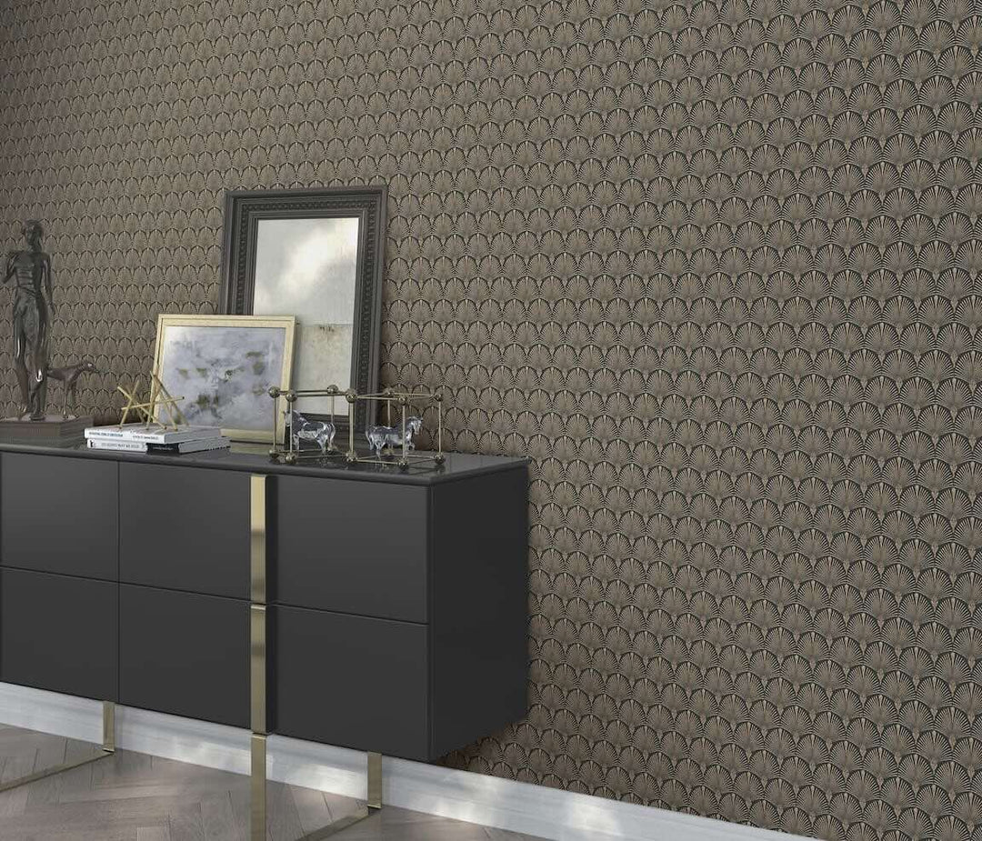 Erismann Versailles Arch Fan Art Deco Black/Gold Wallpaper