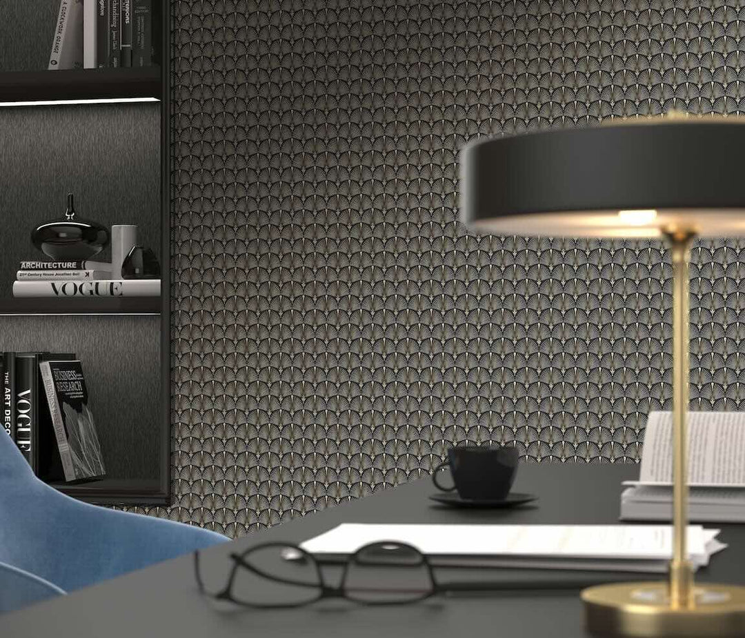 Erismann Versailles Arch Fan Art Deco Black/Gold Wallpaper