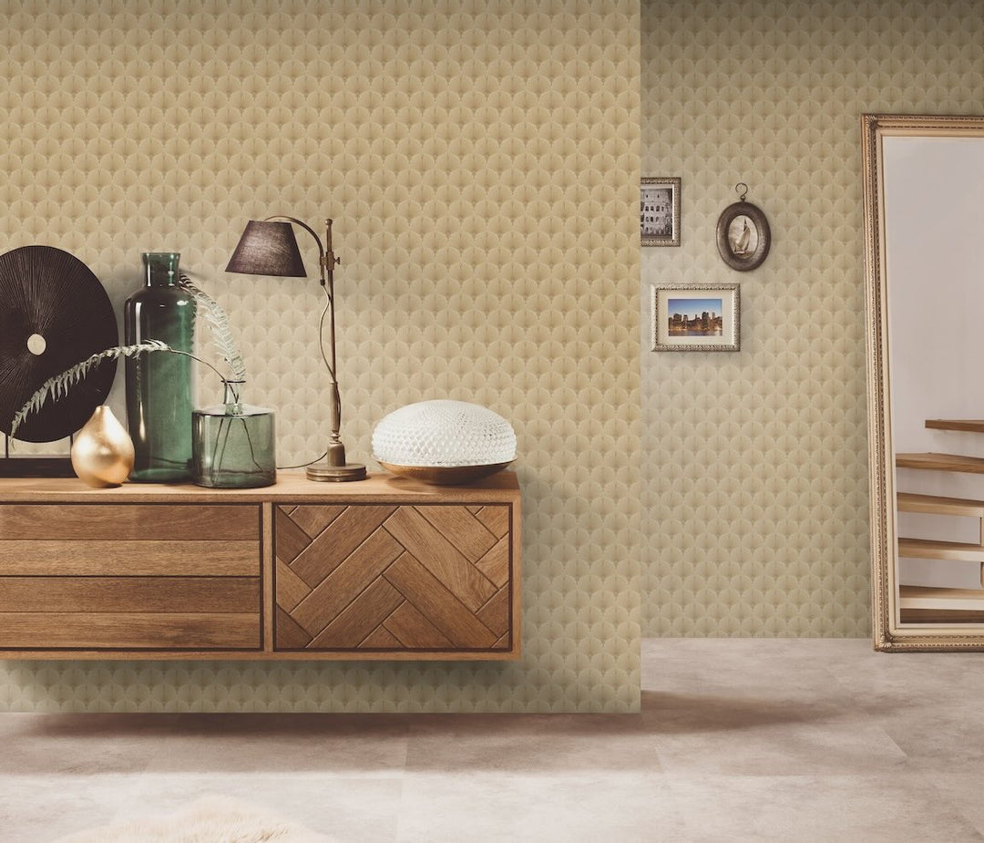 Erismann Versailles Arch Fan Art Deco Gold Wallpaper