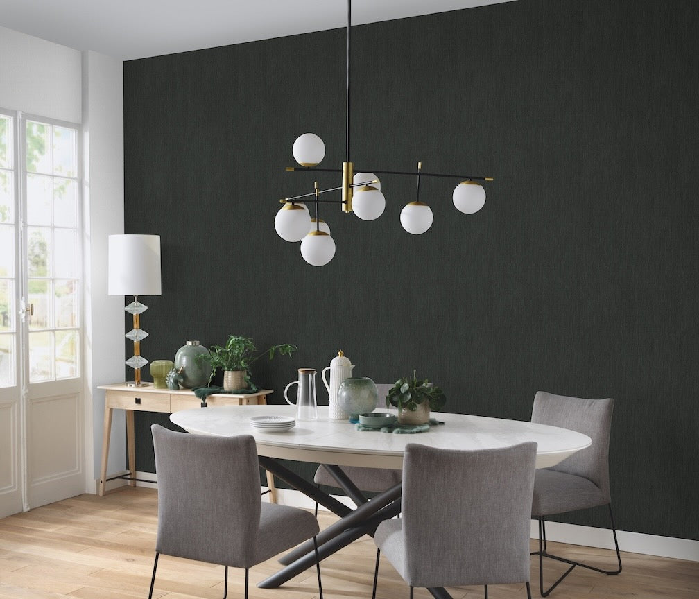 Erismann Versailles Black Luxe Fabric Wallpaper