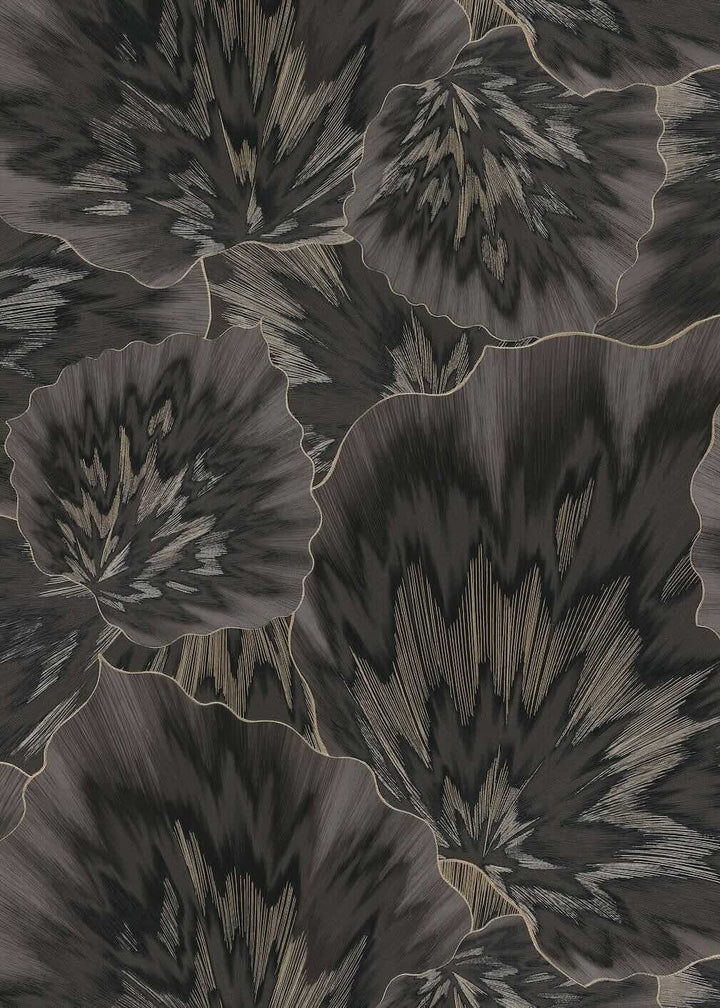 Erismann Bliss Abstract Leaf Black & Gold Wallpaper