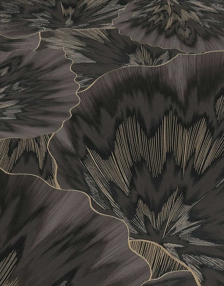 Erismann Bliss Abstract Leaf Black & Gold Wallpaper