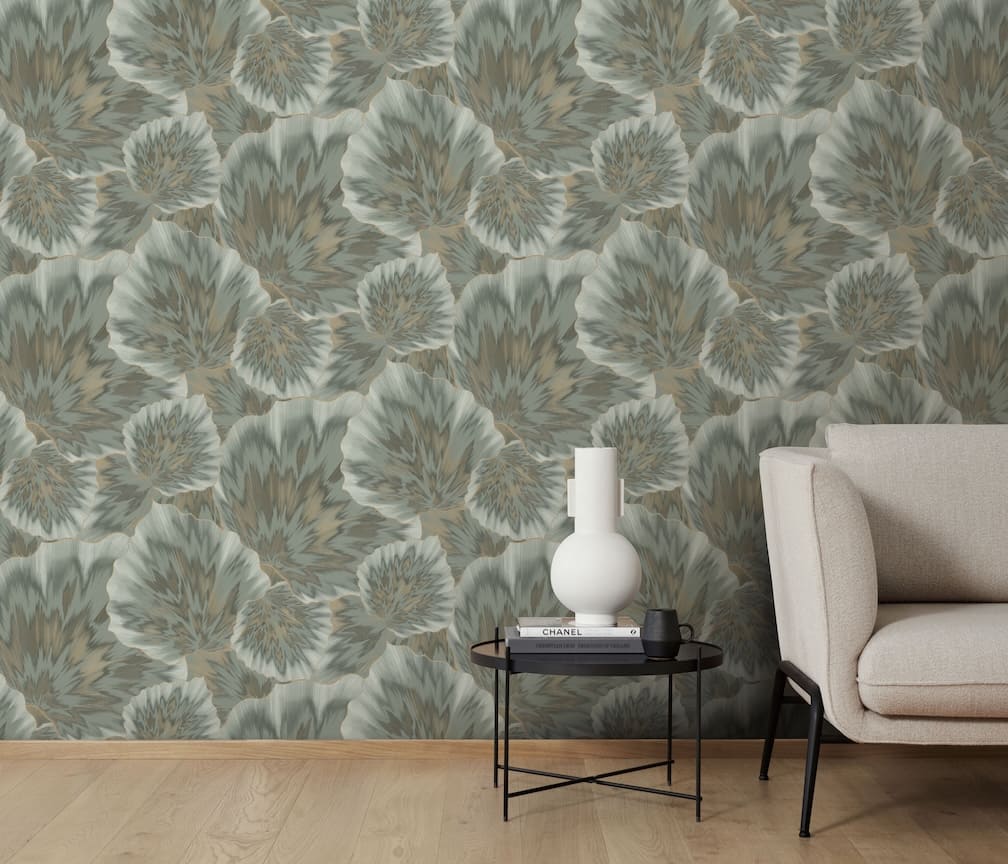 Erismann Bliss Abstract Leaf Olive Wallpaper